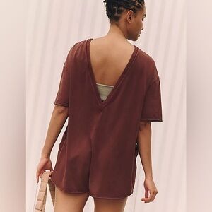 FP movement free people brown rust red hot shot tee romper onesie